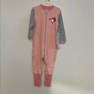 NWT MLB Pink and Gray Kids Toronto blue jays Footie